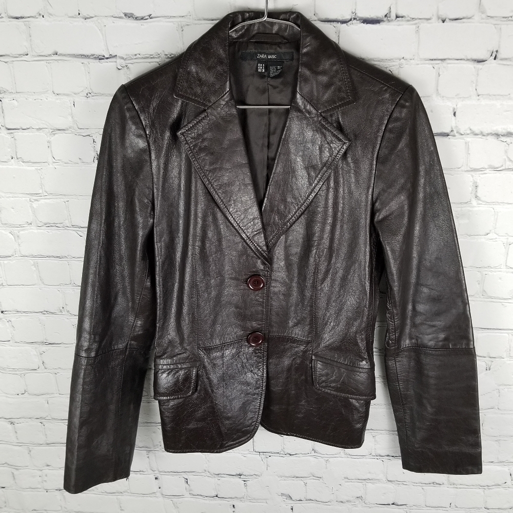 ZARA BASIC | leather two button blazer jacket